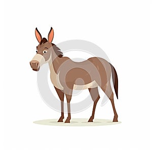 Minimalist Cartoon Donkey Illustration - Dark Beige And Light Amber Style