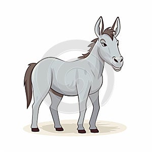 Minimalist Cartoon Donkey Illustration On White Background