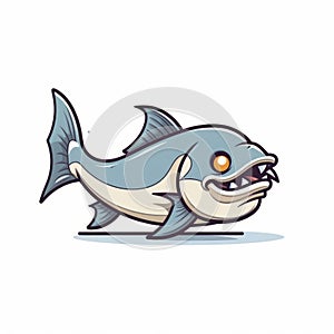 Minimalist Cartoon Fish Illustration With Bold Outline