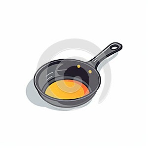 Minimalist Cartoon Frying Pan Illustration On White Background