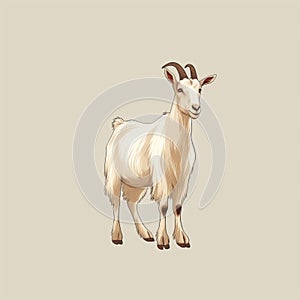 Minimalist Cartoon Goat Illustration In Edward Gorey And Oliver Jeffers Style