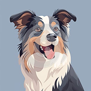 Minimalist Cartoon Illustration Of An Australian Shepherd Dog