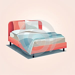 Minimalist Cartoon Illustration Of A Full Size Bed