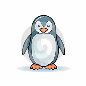 Minimalist Cartoon Penguin Illustration On White Background