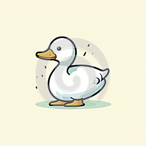 Minimalist Cartoon White Duck Vector Illustration