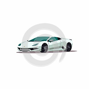 Minimalist Cartoon White Sports Car Logo Design