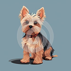 Minimalist Cartoon Yorkshire Terrier Dog Illustration