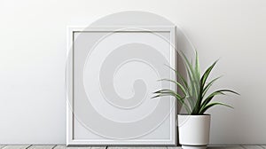 Minimalist Cartooning Picture Frame Mockup With Spider Plant