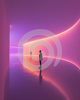 immersive violet to rose gradient chamber with glowing ambient light photo
