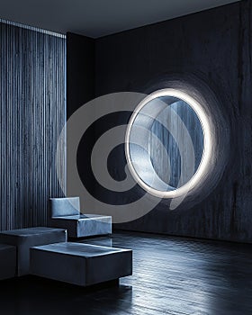 immersive violet to rose gradient chamber with glowing ambient light photo