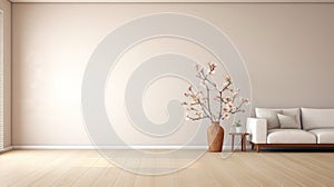 Minimalist Cherry Blossom Room With Earth Tones