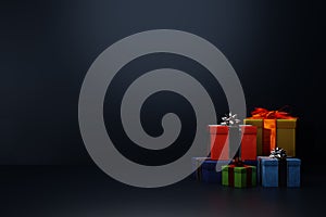 minimalist christmas background with gift boxes - 3D Illustration