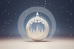 Minimalist Christmas Ball in style paper cut outs.Christmas background.