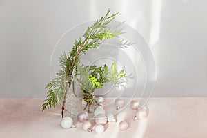 Minimalist Christmas decor with Cypress branches