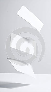Floating Blank White Cards Mockup on Grey Background