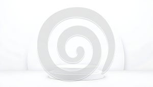 Clean White Stage Podium with Two Tiers