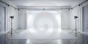 Empty white studio background