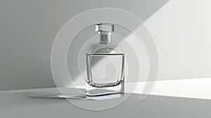 Minimalist Clear Glass Perfume Bottle with Sharp Shadows