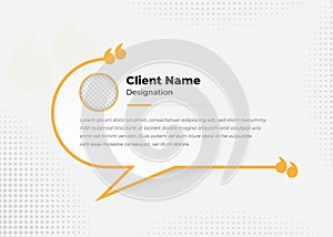 Minimalist client testimonial template design with image placeholder