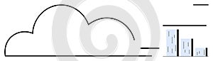 Cloud storage data analysis with a bar chart representing statistics and digital trends