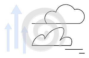 Minimalist cloud design with upward arrows representing growth and progress