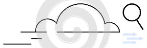 Cloud Analysis and Data Flow Concept with Magnifying Glass