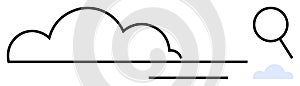 Cloud with Magnifying Glass Representing Data Search, Analysis, and Cloud Technology Concept