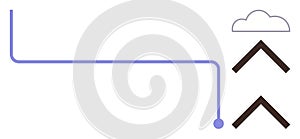 Minimalist Cloud Upload Concept with Arrows and Connected Line Design