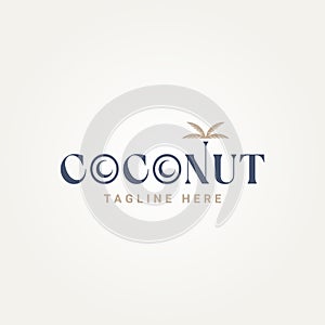 minimalist coconut palm tree typography logo template vector illustration design. simple modern travelers, beach lovers, vacation