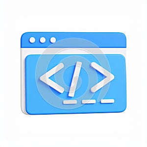 Minimalist code browser interface render illustration on transparent background