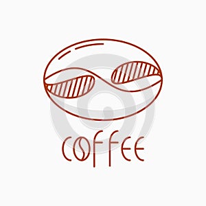 minimalist coffee bean logo concept. creative, line, simple and vintage logotype