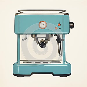 Minimalist Coffee Machine Illustration In Retro Style