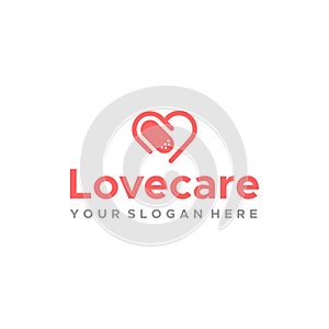 Minimalist colorful LOVE CARE capsule logo design