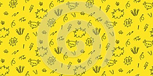 Minimalist Comic Inspired Pattern on Yellow Background