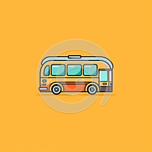Minimalist Comic-Style Flat Design Icon of a Decorated Bus for Logos and Lists. Generative AI