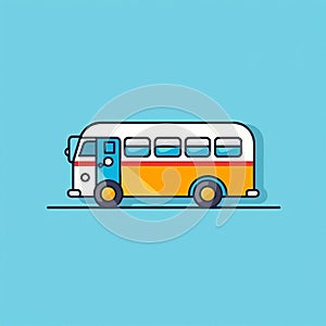 Minimalist Comic-Style Flat Design Icon of a Decorated Bus for Logos and Lists. Generative AI