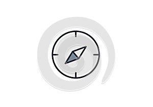 Minimalist compass icon on a white background. The compass is