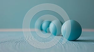 Minimalist composition with blue spheres on textured surface