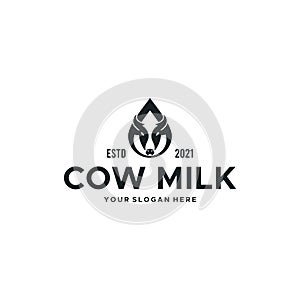minimalist COW MILK animals mamalia Logo design