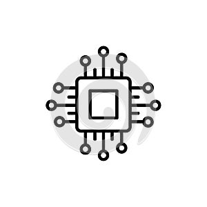 Vector art of a minimalist cpu icon represents processing power and technology, , symbolizing computing and digital innovation in
