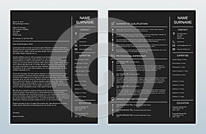 Minimalist Creative Cover Letter And One Page Resume CV Template On Charcoal Background Alt