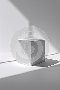 Minimalist Cube with Angular Shadow in Strong Light