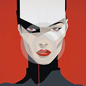 Minimalist Cyborg Soldier A Vector Illustration With Adi Granov And Patrick Nagel Influences