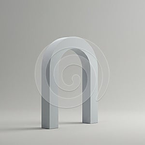 A minimalist 3D arch structure stands on a plain background. The arch is smooth,