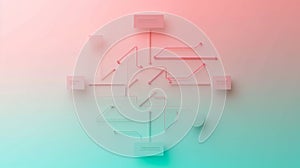 Minimalist 3D data flow diagram with neon gradient effect