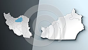 Minimalist 3D Map of Semnan Iran Province with Borders