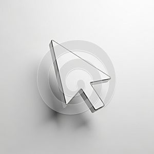 3D Render of a White Computer Mouse Cursor Arrow on a Textured White Background pointer