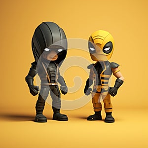 Minimalist 3d Superhero Figures: Scorpion And Charles photo