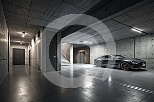 Minimalist dark abstract interior design