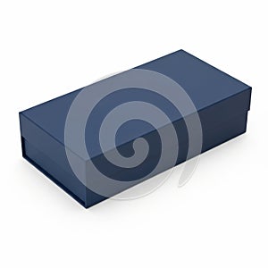 Minimalist dark blue rectangular box on white background